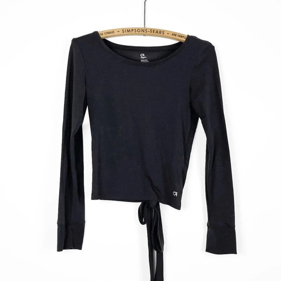 GAP Tops - Gap Fit Womens XS Open Back Breathe Long Sleeve Tie Back Top Activewear Black
